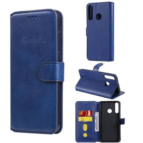 Retro Calf Matte Leather Wallet Phone Case for Huawei Y7p - Blue