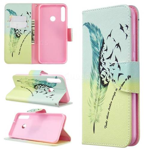 Feather Bird Leather Wallet Case for Huawei Y7p