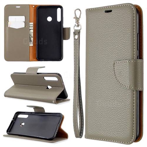 Classic Luxury Litchi Leather Phone Wallet Case for Huawei Y7p - Gray