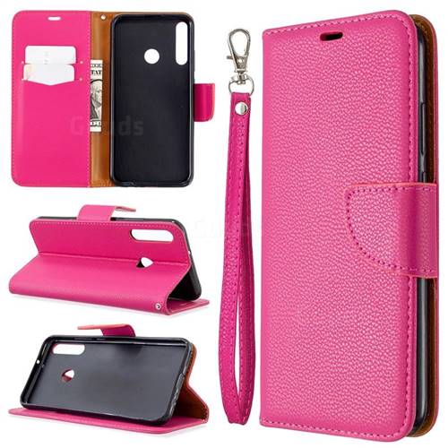 Classic Luxury Litchi Leather Phone Wallet Case for Huawei Y7p - Rose