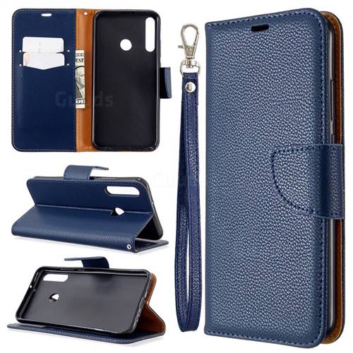 Classic Luxury Litchi Leather Phone Wallet Case for Huawei Y7p - Blue