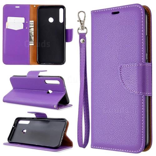 Classic Luxury Litchi Leather Phone Wallet Case for Huawei Y7p - Purple
