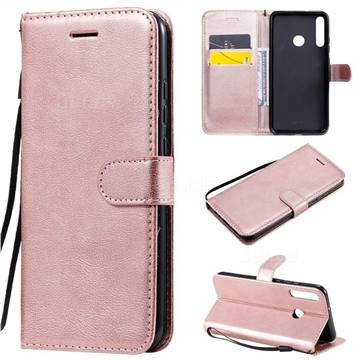 Retro Greek Classic Smooth PU Leather Wallet Phone Case for Huawei Y7p - Rose Gold