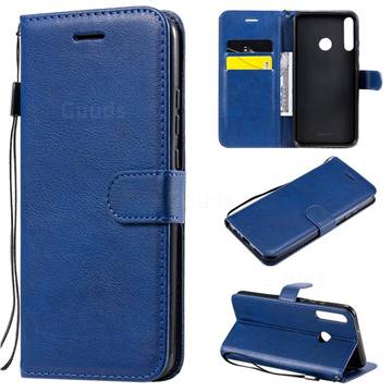 Retro Greek Classic Smooth PU Leather Wallet Phone Case for Huawei Y7p - Blue