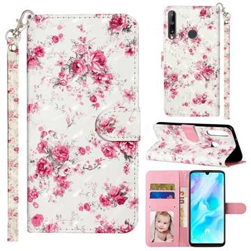 Rambler Rose Flower 3D Leather Phone Holster Wallet Case for Huawei Y7p