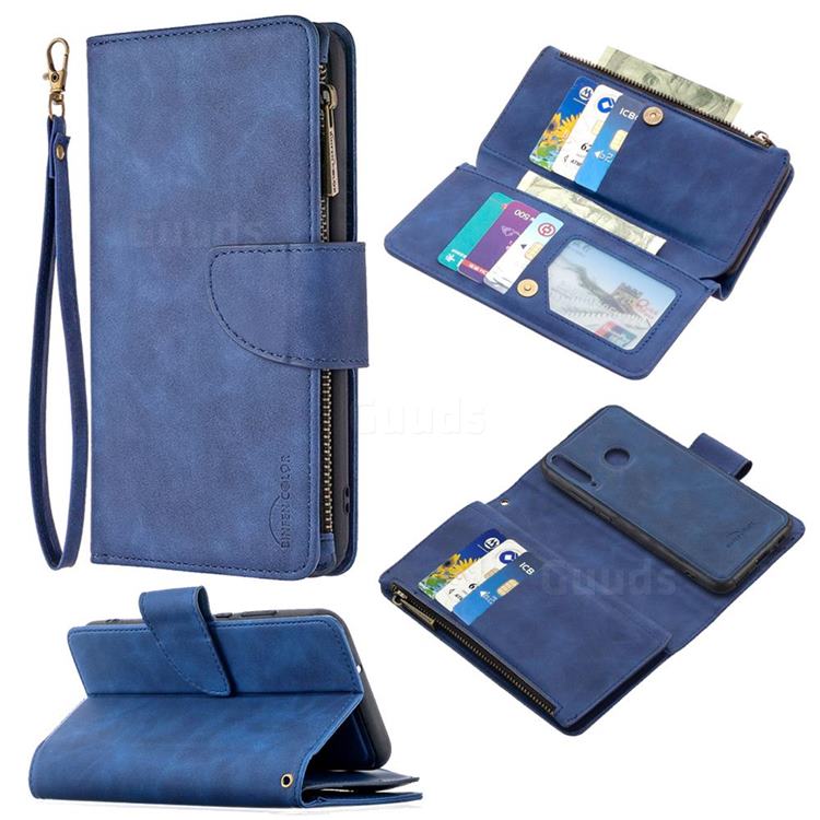 Binfen Color BF02 Sensory Buckle Zipper Multifunction Leather Phone Wallet for Huawei Y7p - Blue