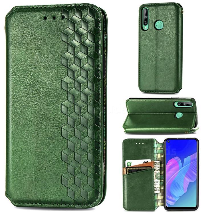 Ultra Slim Fashion Business Card Magnetic Automatic Suction Leather Flip Cover for Huawei Y7p - Green