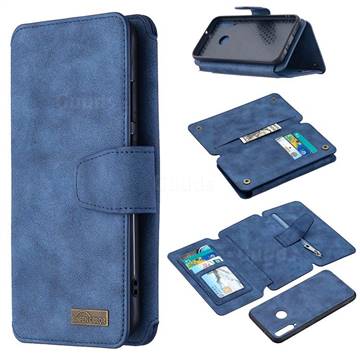 Binfen Color BF07 Frosted Zipper Bag Multifunction Leather Phone Wallet for Huawei Y7p - Blue