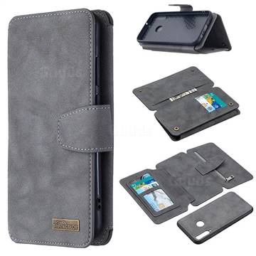 Binfen Color BF07 Frosted Zipper Bag Multifunction Leather Phone Wallet for Huawei Y7p - Gray