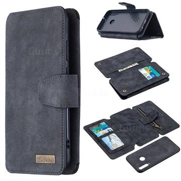 Binfen Color BF07 Frosted Zipper Bag Multifunction Leather Phone Wallet for Huawei Y7p - Black