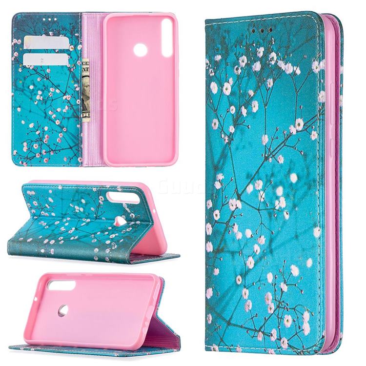 Plum Blossom Slim Magnetic Attraction Wallet Flip Cover for Huawei Y7p