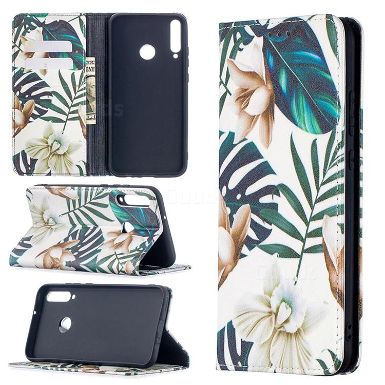 Flower Leaf Slim Magnetic Attraction Wallet Flip Cover for Huawei Y7p