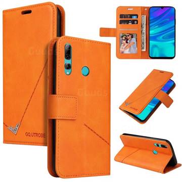 GQ.UTROBE Right Angle Silver Pendant Leather Wallet Phone Case for Huawei Y7p - Orange