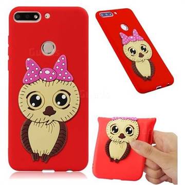 Bowknot Girl Owl Soft 3D Silicone Case for Huawei Y7 Pro (2018) / Y7 Prime(2018) / Nova2 Lite - Red