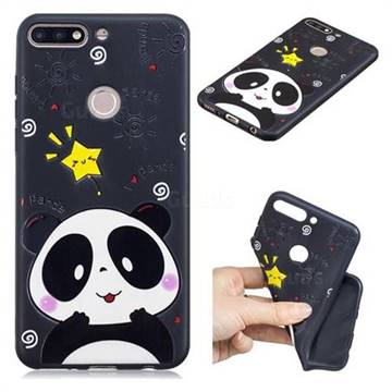 Cute Bear 3D Embossed Relief Black TPU Cell Phone Back Cover for Huawei Y7 Pro (2018) / Y7 Prime(2018) / Nova2 Lite