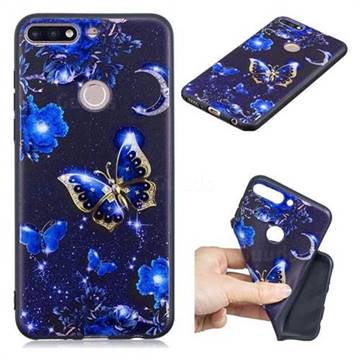 Phnom Penh Butterfly 3D Embossed Relief Black TPU Cell Phone Back Cover for Huawei Y7 Pro (2018) / Y7 Prime(2018) / Nova2 Lite