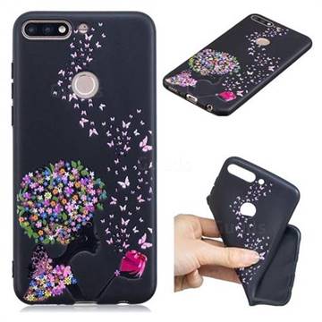 Corolla Girl 3d Embossed Relief Black Tpu Cell Phone Back Cover