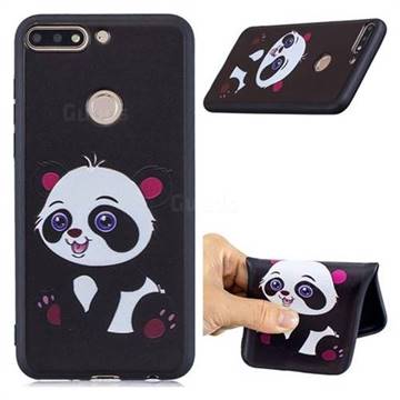 Cute Pink Panda 3D Embossed Relief Black Soft Phone Back Cover for Huawei Y7 Pro (2018) / Y7 Prime(2018) / Nova2 Lite