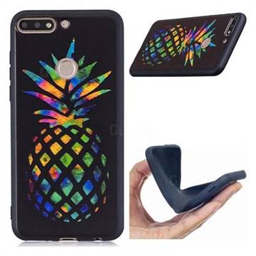 Colorful Pineapple 3D Embossed Relief Black Soft Back Cover for Huawei Y7 Pro (2018) / Y7 Prime(2018) / Nova2 Lite