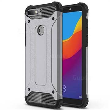 King Kong Armor Premium Shockproof Dual Layer Rugged Hard Cover for Huawei Y7 Pro (2018) / Y7 Prime(2018) / Nova2 Lite - Silver Grey