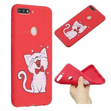Happy Bow Cat Anti-fall Frosted Relief Soft TPU Back Cover for Huawei Y7 Pro (2018) / Y7 Prime(2018) / Nova2 Lite