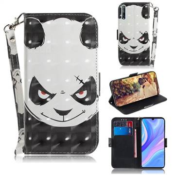 Angry Bear 3D Painted Leather Wallet Phone Case for Huawei Y8p