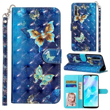 Rankine Butterfly 3D Leather Phone Holster Wallet Case for Huawei Y8p