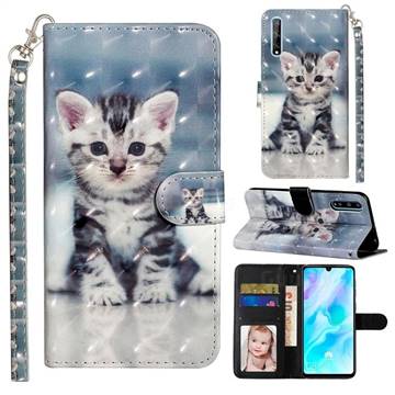 Kitten Cat 3D Leather Phone Holster Wallet Case for Huawei Y8p