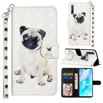 Pug Dog 3D Leather Phone Holster Wallet Case for Huawei Y8p