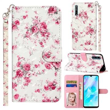 Rambler Rose Flower 3D Leather Phone Holster Wallet Case for Huawei Y8p