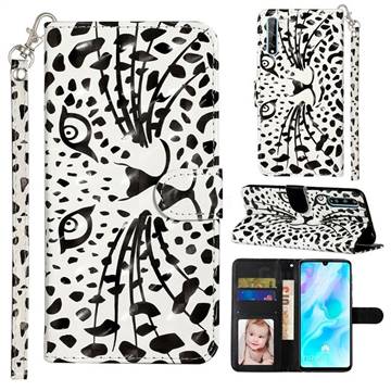 Leopard Panther 3D Leather Phone Holster Wallet Case for Huawei Y8p