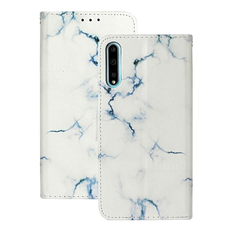 Soft White Marble PU Leather Wallet Case for Huawei Y8p
