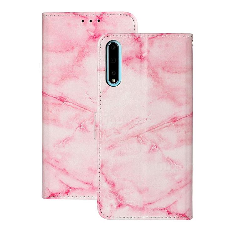 Pink Marble PU Leather Wallet Case for Huawei Y8p