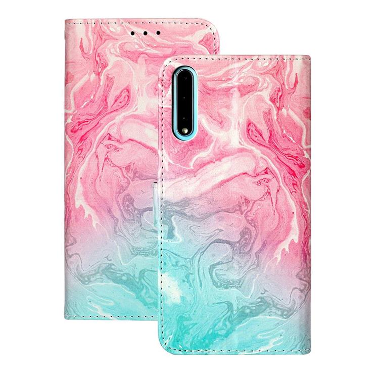 Pink Green Marble PU Leather Wallet Case for Huawei Y8p