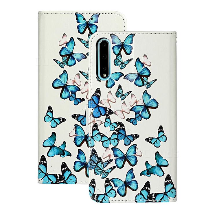 Blue Vivid Butterflies PU Leather Wallet Case for Huawei Y8p
