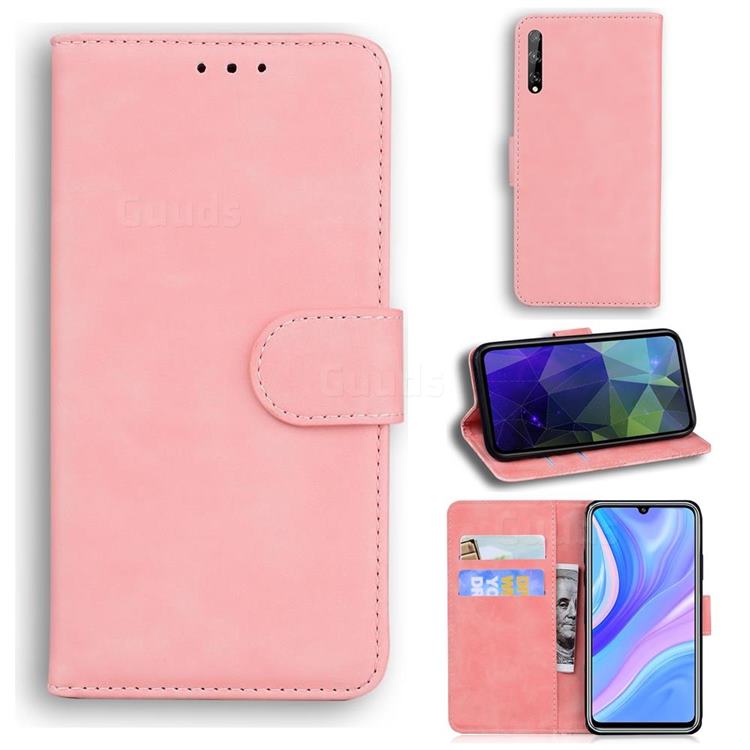 Retro Classic Skin Feel Leather Wallet Phone Case for Huawei Y8p - Pink