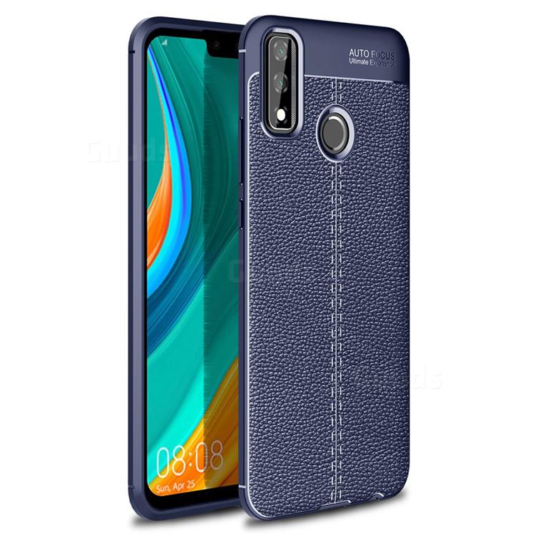 Luxury Auto Focus Litchi Texture Silicone TPU Back Cover for Huawei Y8s - Dark Blue