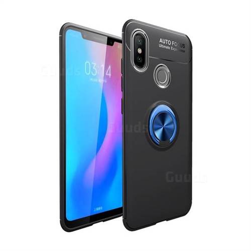 Auto Focus Invisible Ring Holder Soft Phone Case for Huawei Y9 (2019) - Black Blue