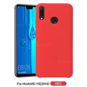 Howmak Slim Liquid Silicone Rubber Shockproof Phone Case Cover for Huawei Y9 (2019) - Red