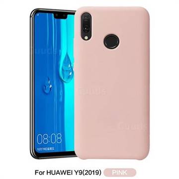 Howmak Slim Liquid Silicone Rubber Shockproof Phone Case Cover for Huawei Y9 (2019) - Pink