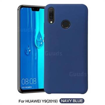Howmak Slim Liquid Silicone Rubber Shockproof Phone Case Cover for Huawei Y9 (2019) - Midnight Blue
