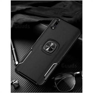 Knight Armor Anti Drop PC + Silicone Invisible Ring Holder Phone Cover for Huawei Y9 (2019) - Black