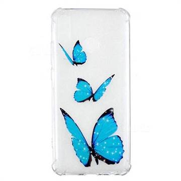 Blue butterfly Anti-fall Clear Varnish Soft TPU Back Cover for Huawei Y9 (2019)