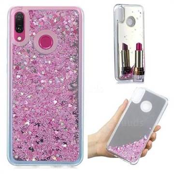 Glitter Sand Mirror Quicksand Dynamic Liquid Star TPU Case for Huawei Y9 (2019) - Cherry Pink