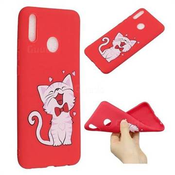 Happy Bow Cat Anti-fall Frosted Relief Soft TPU Back Cover for Huawei Y9 (2019)