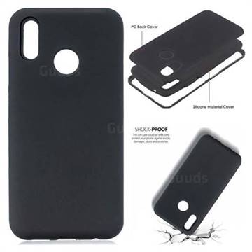Matte PC + Silicone Shockproof Phone Back Cover Case for Huawei Y9 (2019) - Black