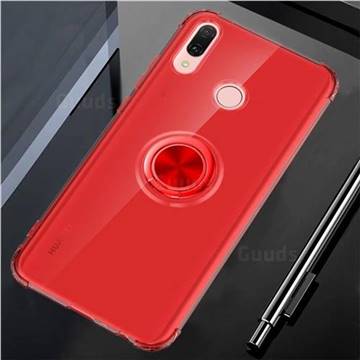 Anti-fall Invisible Press Bounce Ring Holder Phone Cover for Huawei Y9 (2019) - Noble Red