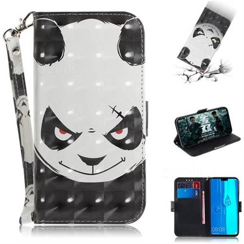 Angry Bear 3D Painted Leather Wallet Phone Case for Huawei Y9 (2019)