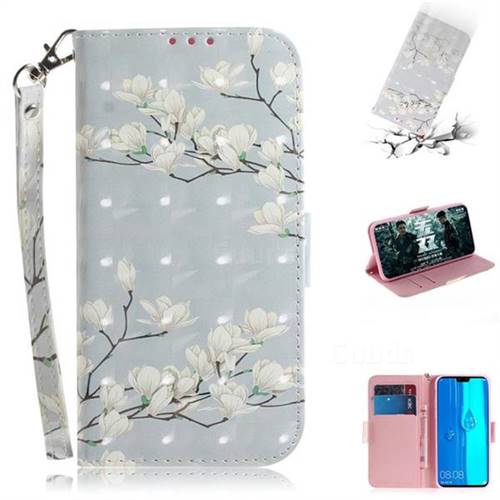 Magnolia Flower 3D Painted Leather Wallet Phone Case for Huawei Y9 (2019)