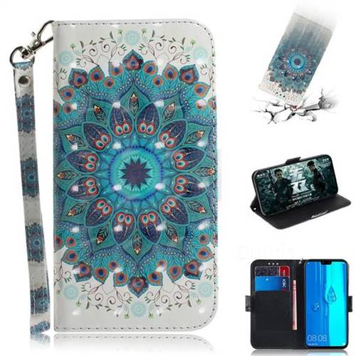 Peacock Mandala 3D Painted Leather Wallet Phone Case for Huawei Y9 (2019)